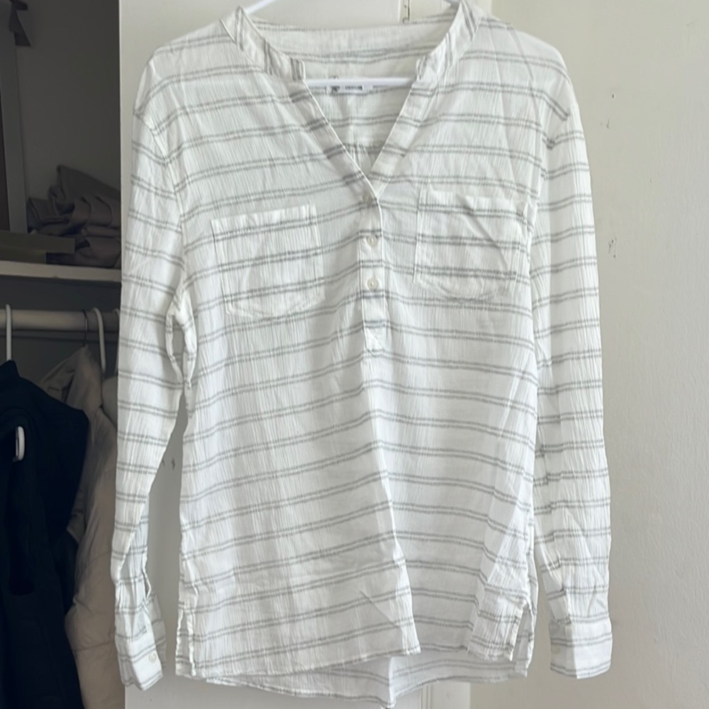Carve Designs Cream and Gray Striped Top